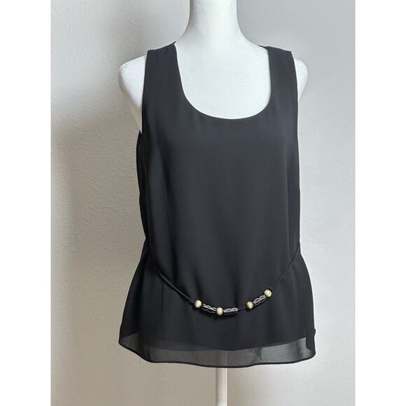 Studio I Women’s Black Top Size 12 Black Sleeveless Top With Decorative Beads - Picture 3 of 16